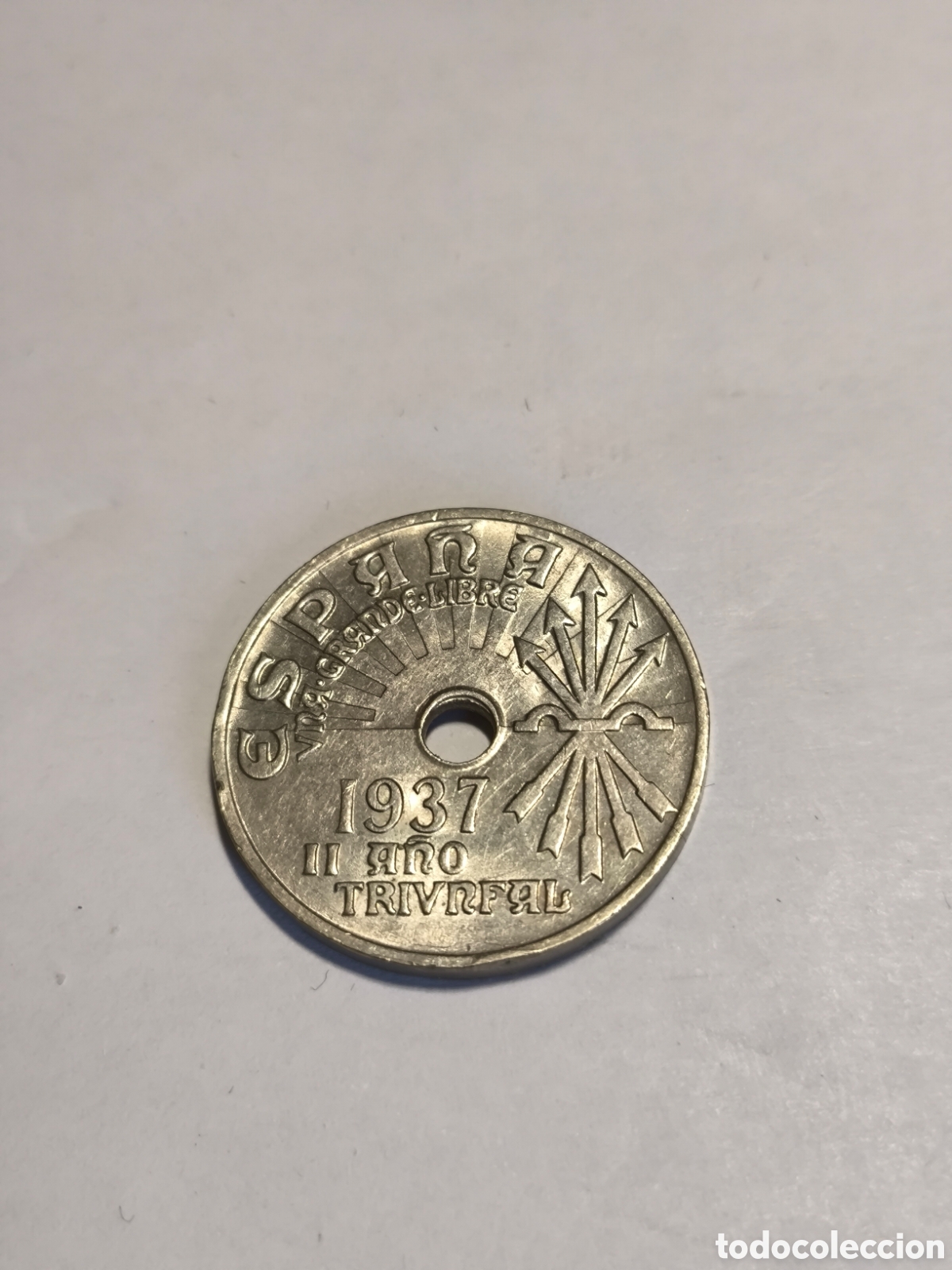 Monedas Franco: 25 C&eacute;ntimos Estado Espa&ntilde;ol 1937 - Foto 1
