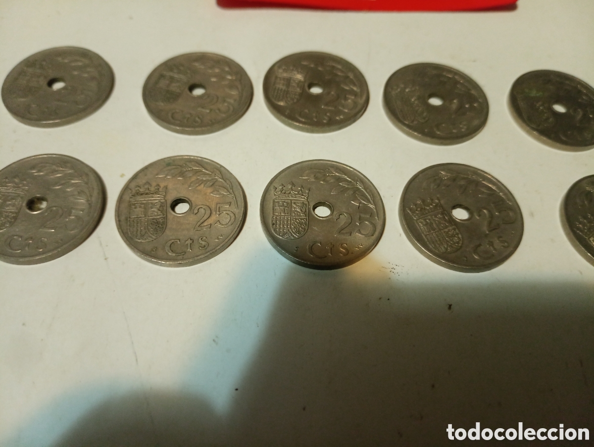 Monedas Franco: 10 Monedas de 25 c&eacute;ntimos de 1937 1 - Foto 4