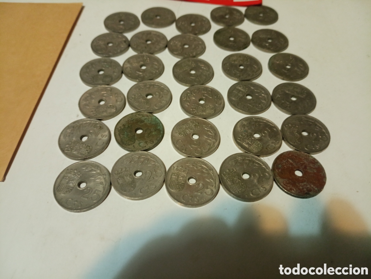 Monedas Franco: 30 monedas de 25 c&eacute;ntimos de 1937 3 - Foto 4