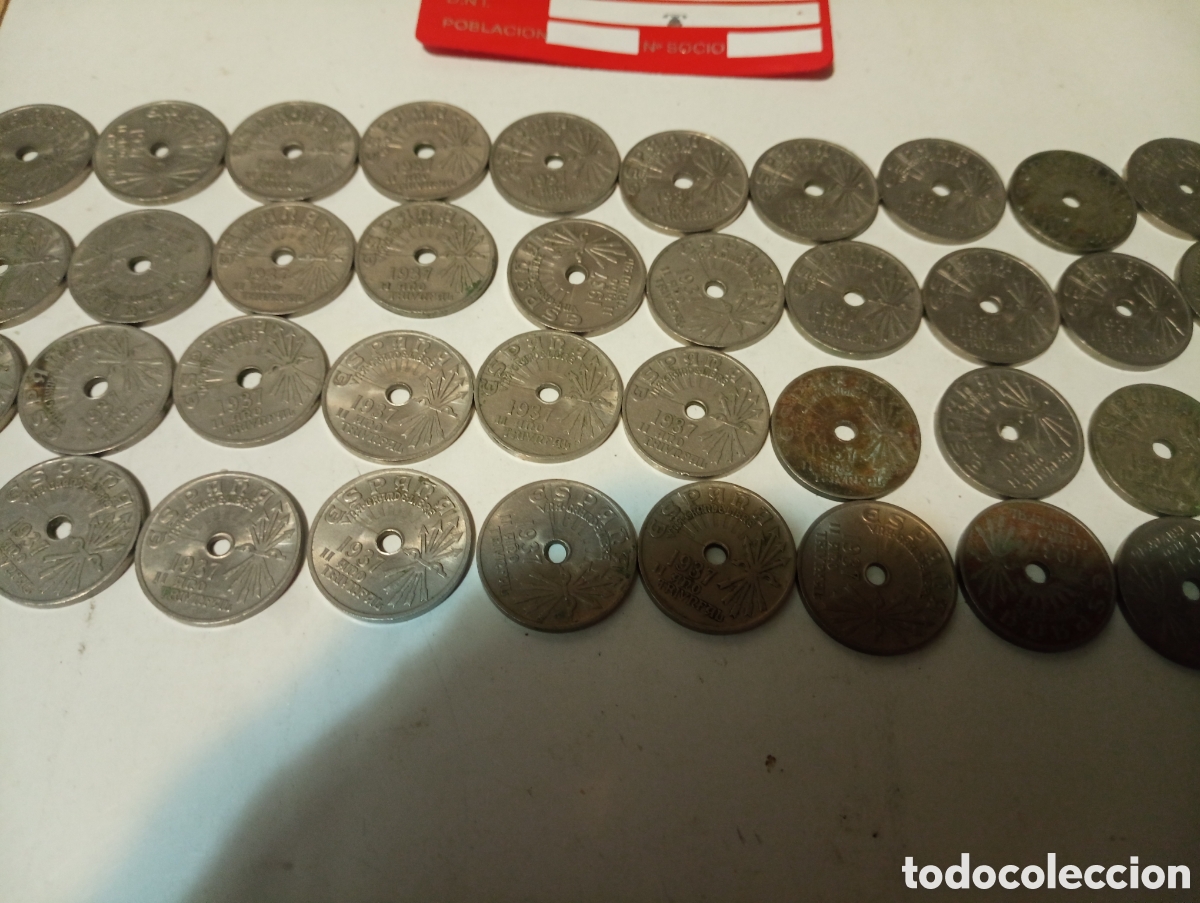Monedas Franco: 40 monedas de 25 c&eacute;ntimos de 1937 4 - Foto 2