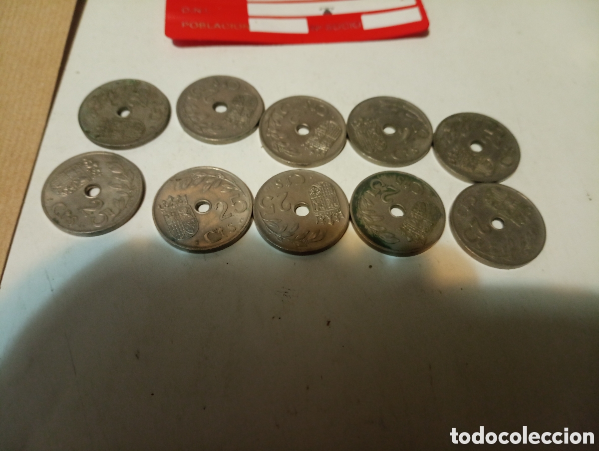 Monedas Franco: 10 monedas de 25 c&eacute;ntimos de 1937 6 - Foto 2
