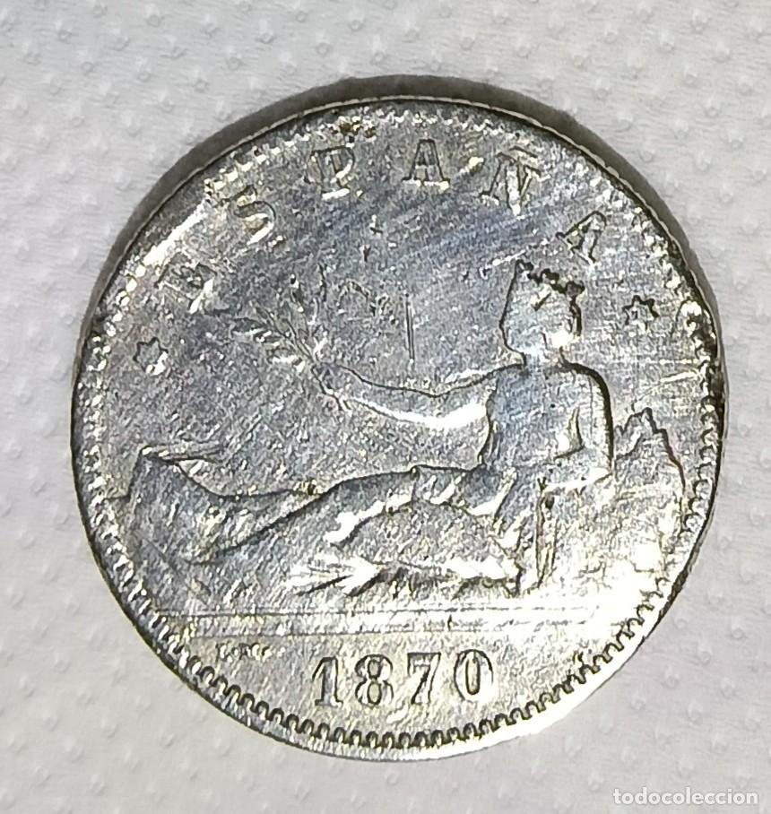 Monedas Franco: Peseta de 1870 con defecto - Foto 1