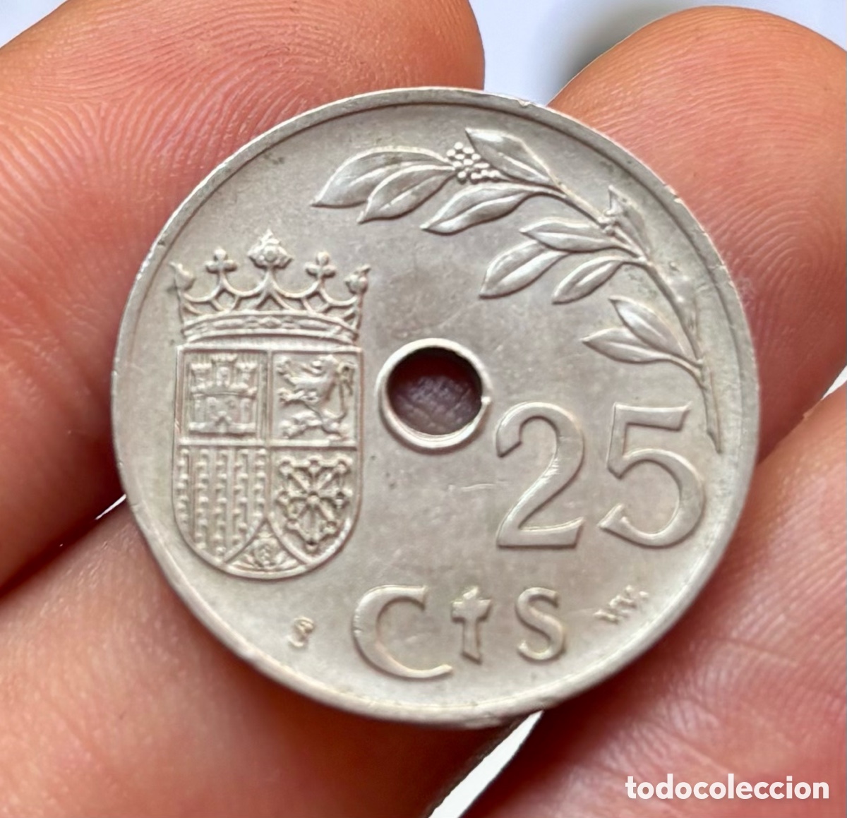 Monedas Franco: Moneda 25 Centimos 1937. Espa&ntilde;a - Foto 2