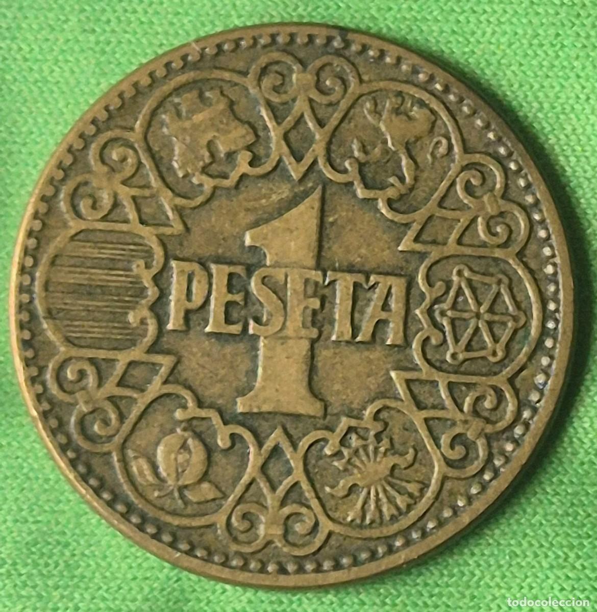 Monedas Franco: Moneda de 1 peseta a&ntilde;o 1944 - Foto 1