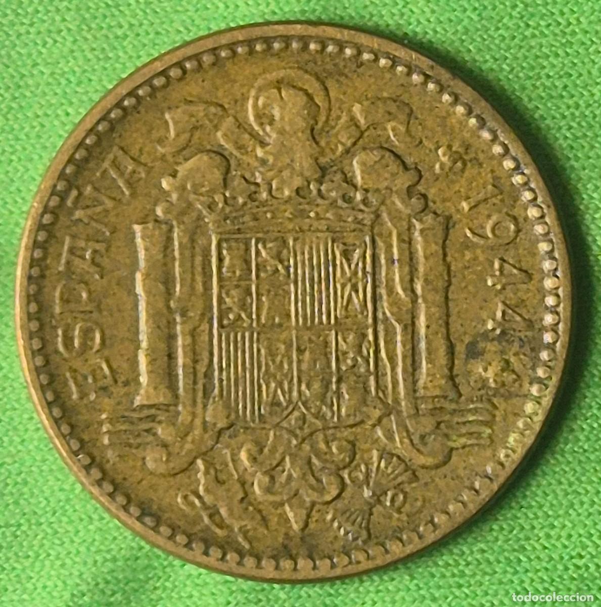 Monedas Franco: Moneda de 1 peseta a&ntilde;o 1944 - Foto 2