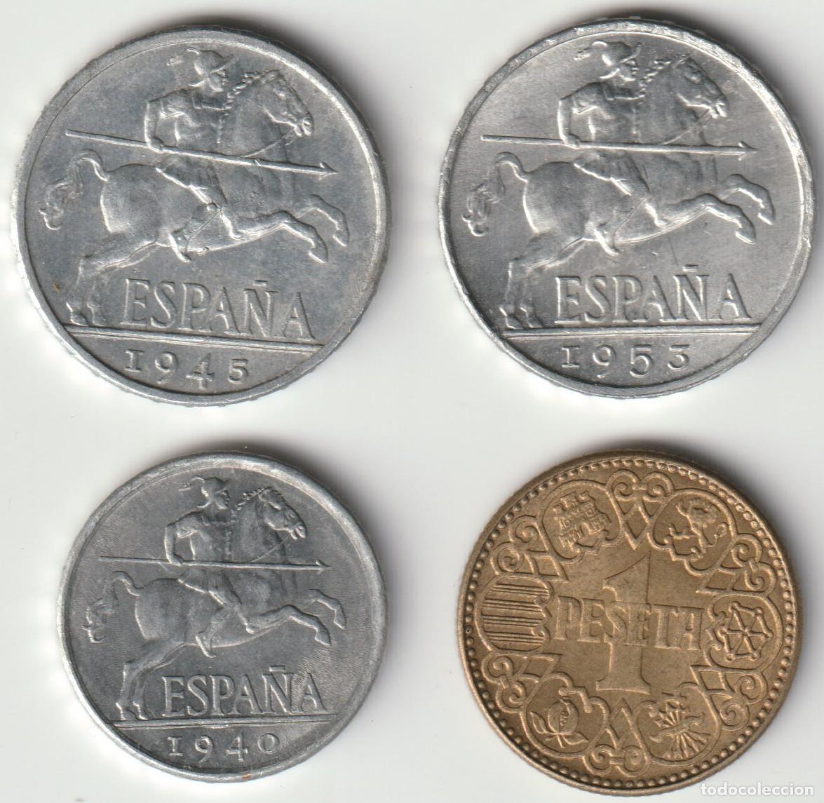 Monedas Franco: Lote de 4 monedas estado espa&ntilde;ol - Foto 1