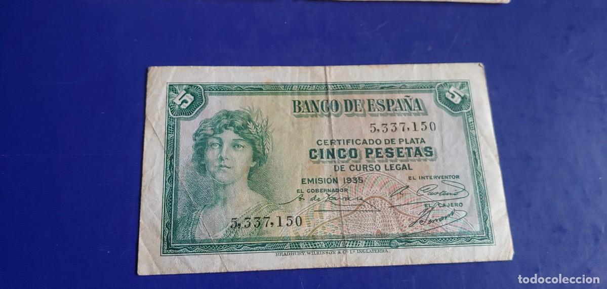 Monedas Franco: 2 BILLETES DE 100 Y 5 PESETAS - Foto 3