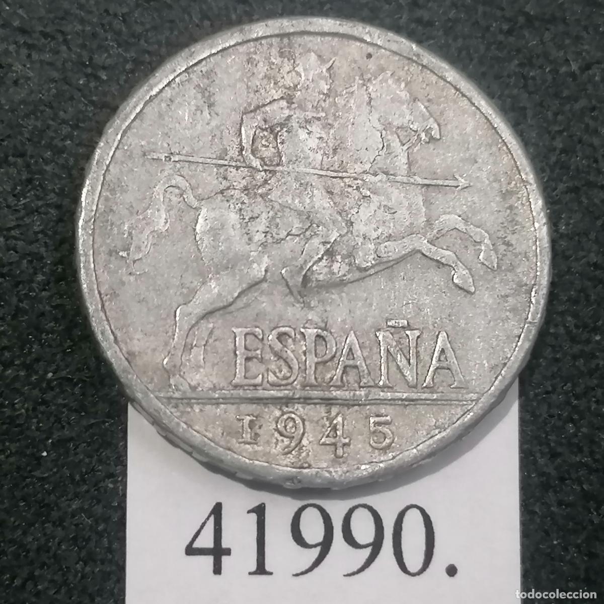 Monedas Franco: Espa&ntilde;a 5 c&eacute;ntimos 1945, Franco - Foto 1