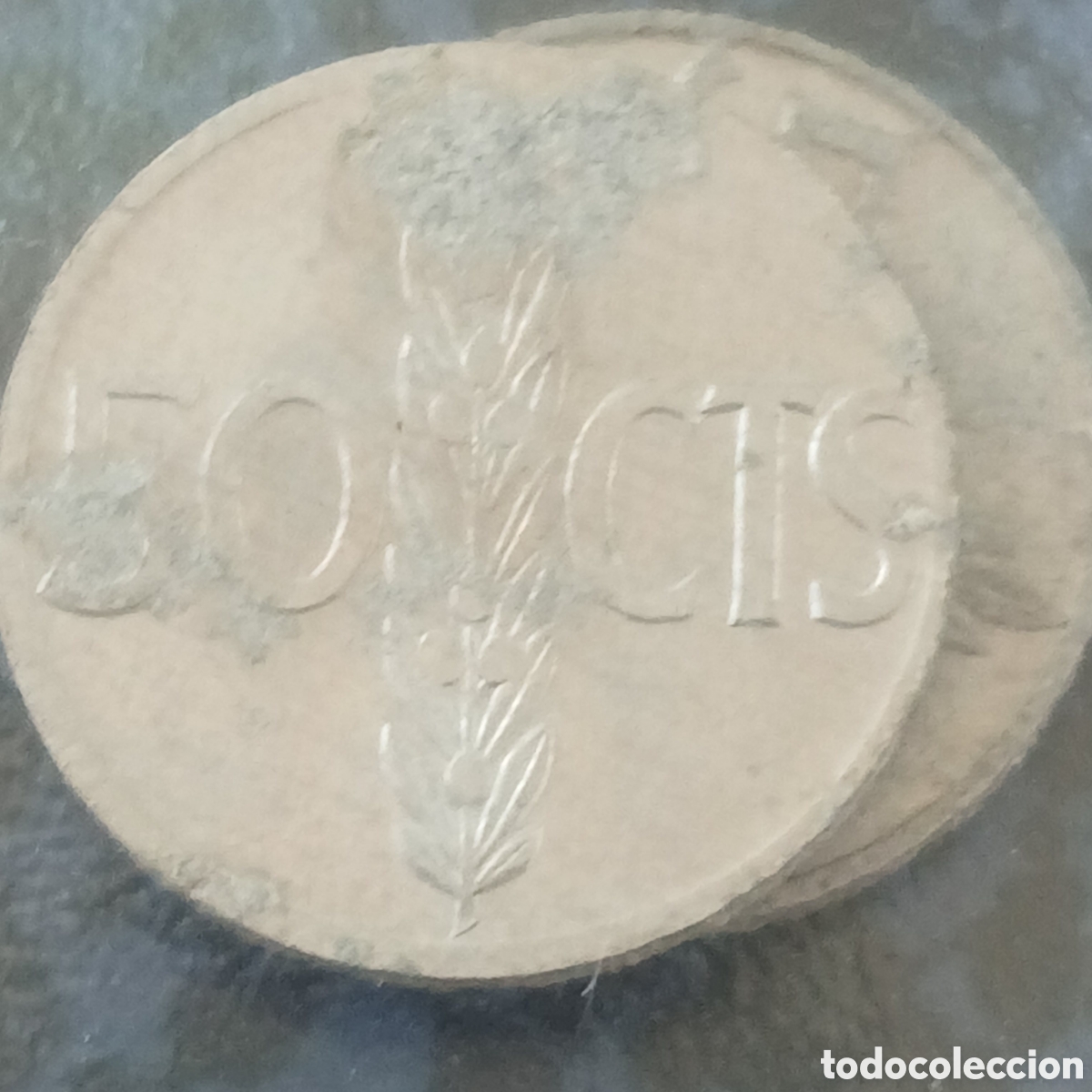 Monedas Franco: Moneda 50 c&eacute;ntimos Estado Espa&ntilde;ol espiga - Foto 2