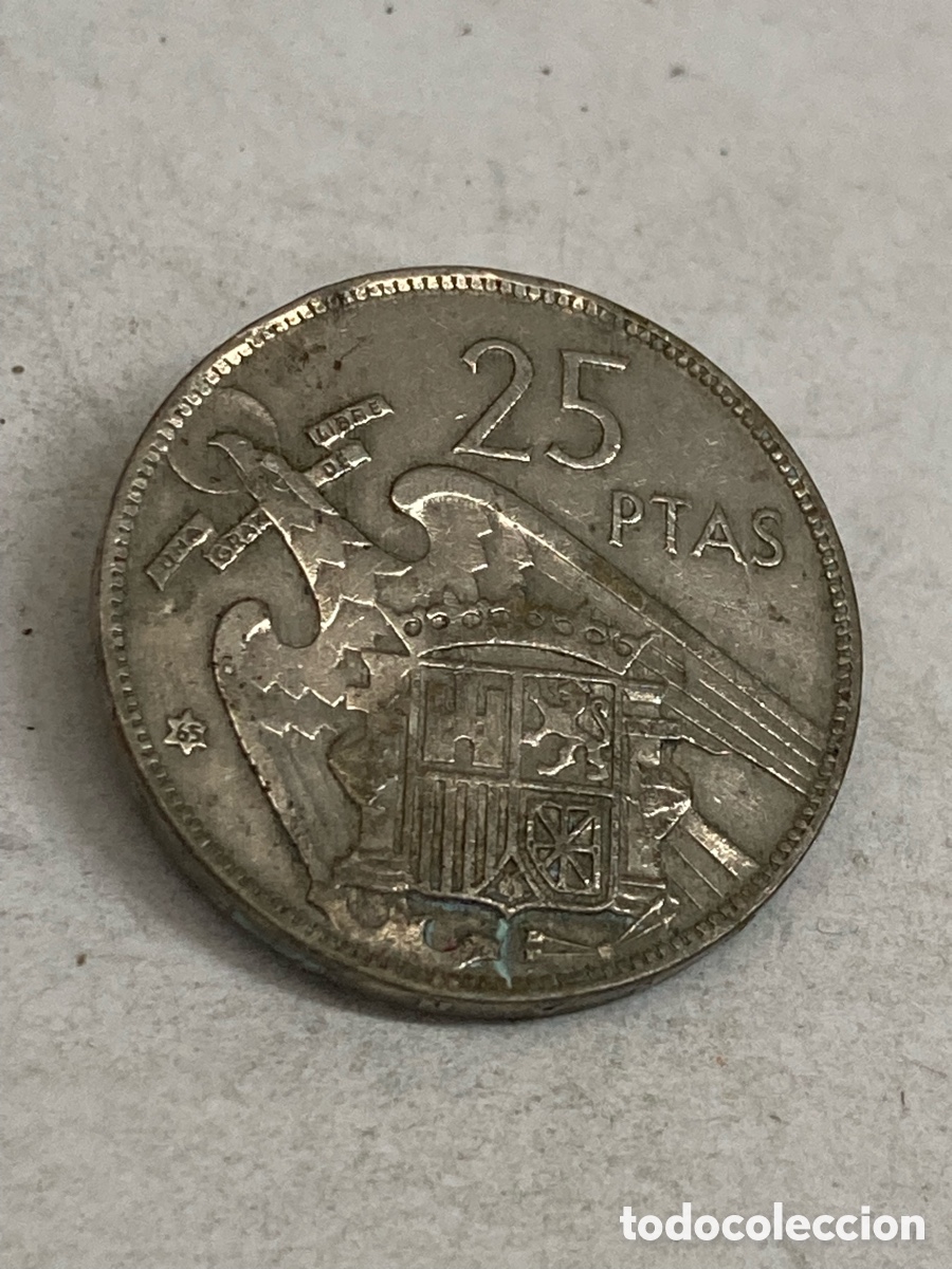 Monedas Franco: Moneda 25 pesetas 1957 E65 M53 - Foto 1