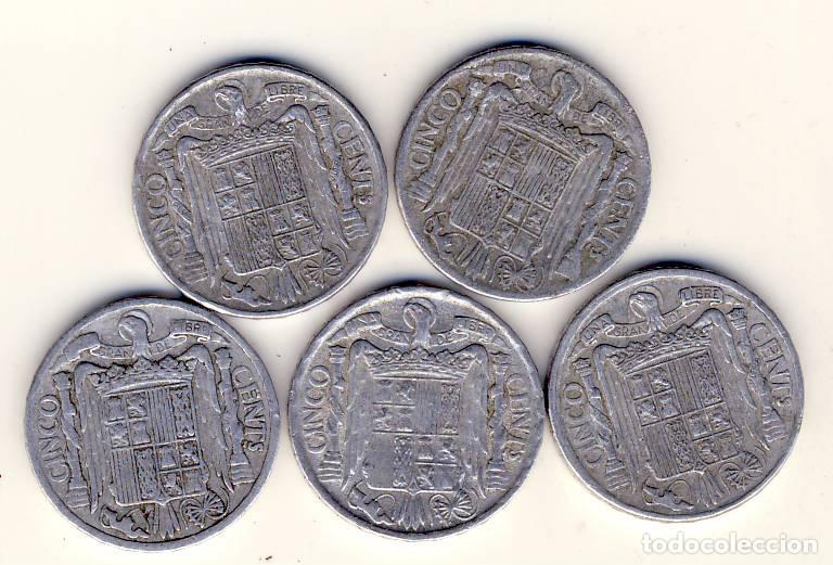 Monedas Franco: CINCO MONEDAS DE 5 C&Eacute;NTIMOS, 1940.-(01) - Foto 2