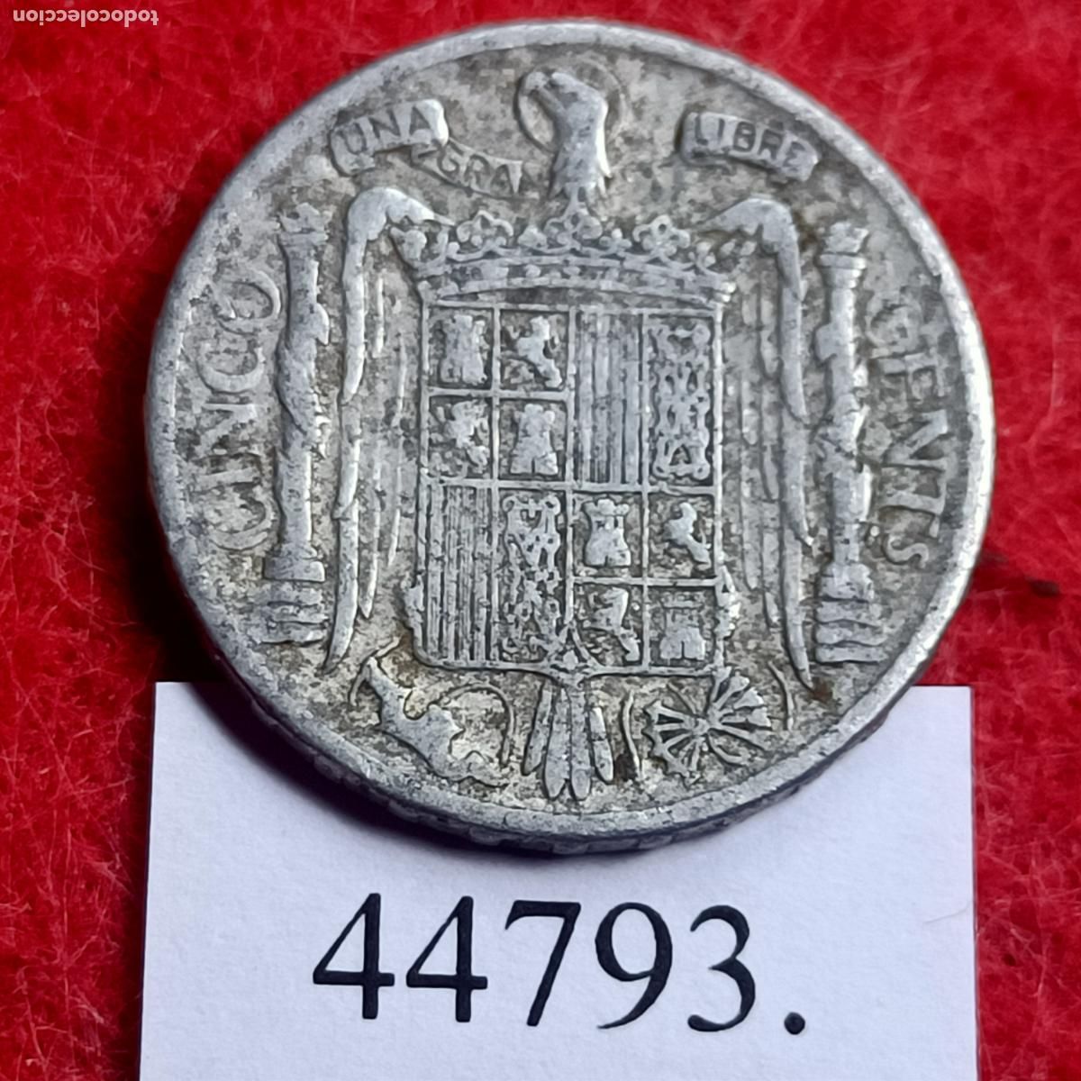 Monedas Franco: Espa&ntilde;a 5 c&eacute;ntimos 1941, Franco - Foto 2