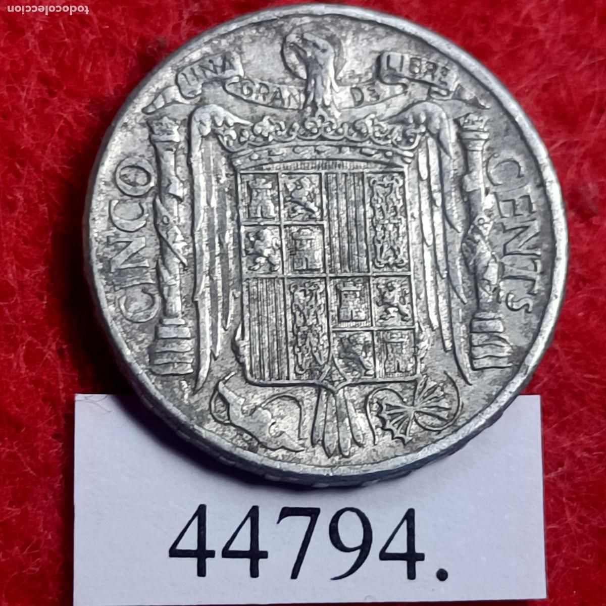 Monedas Franco: Espa&ntilde;a 5 c&eacute;ntimos 1941, Franco - Foto 2