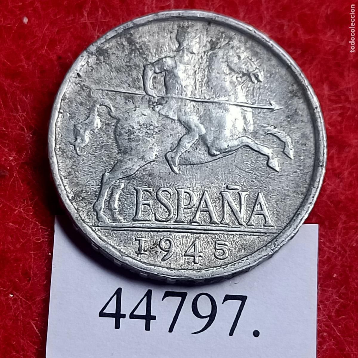 Monedas Franco: Espa&ntilde;a 5 c&eacute;ntimos 1945, Franco - Foto 1