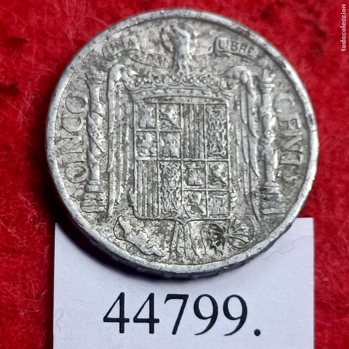 Monedas Franco: Espa&ntilde;a 5 c&eacute;ntimos 1945, Franco - Foto 2