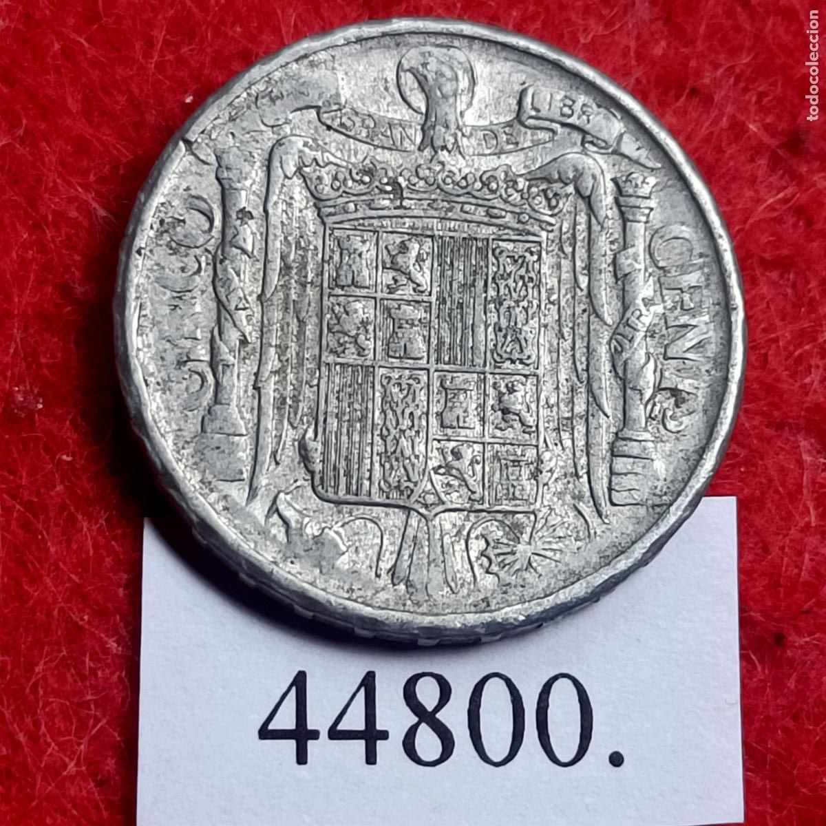 Monedas Franco: Espa&ntilde;a 5 c&eacute;ntimos 1945, Franco - Foto 2