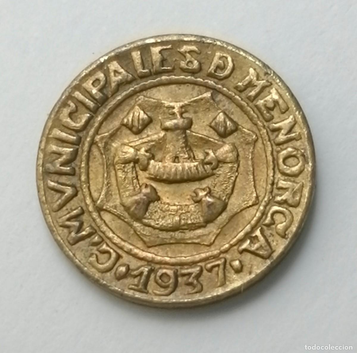 Monedas Franco: MONEDA 5 CENTIMOS DE MENORCA 1937 - Foto 2
