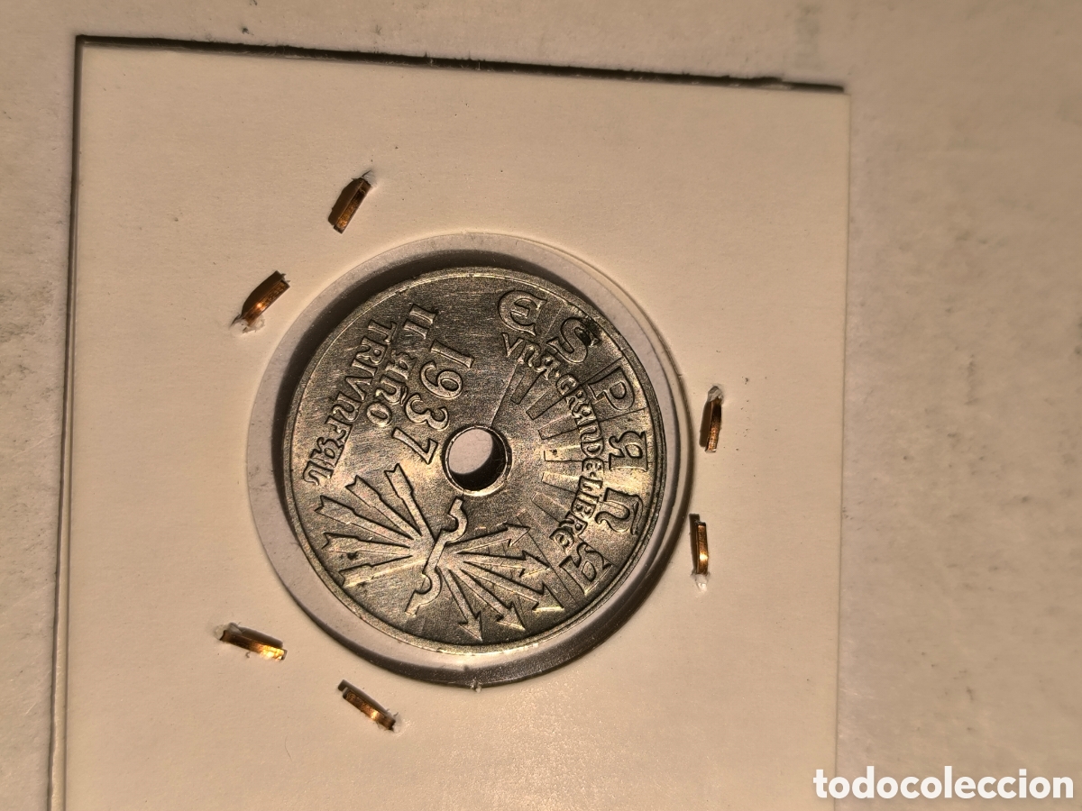 Monedas Franco: Moneda 25 CMS Espa&ntilde;a 1937 MBC como nueva - Foto 2