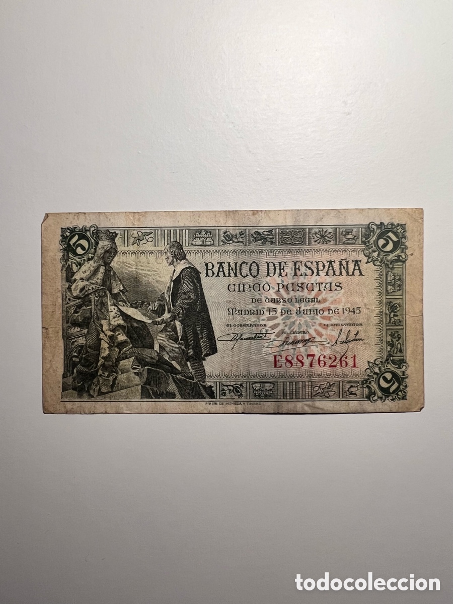 Monedas Franco: 5 pesetas Madrid 1945 - Foto 1