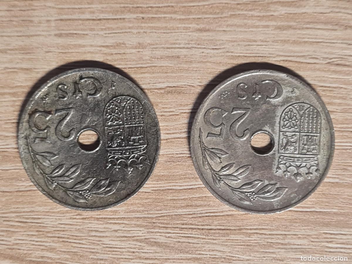 Monedas Franco: LOTE DOS MONEDAS 25 CENTIMOS 1937 - Foto 2