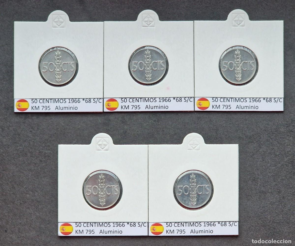 Monedas Franco: 5 MONEDAS DE 50 C&Eacute;NTIMOS 1966 *68 SIN CIRCULAR - Foto 1