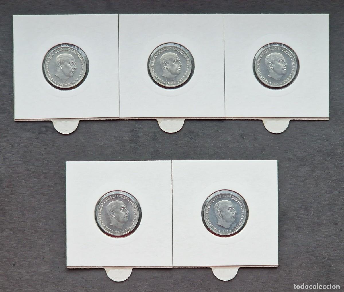 Monedas Franco: 5 MONEDAS DE 50 C&Eacute;NTIMOS 1966 *68 SIN CIRCULAR - Foto 2