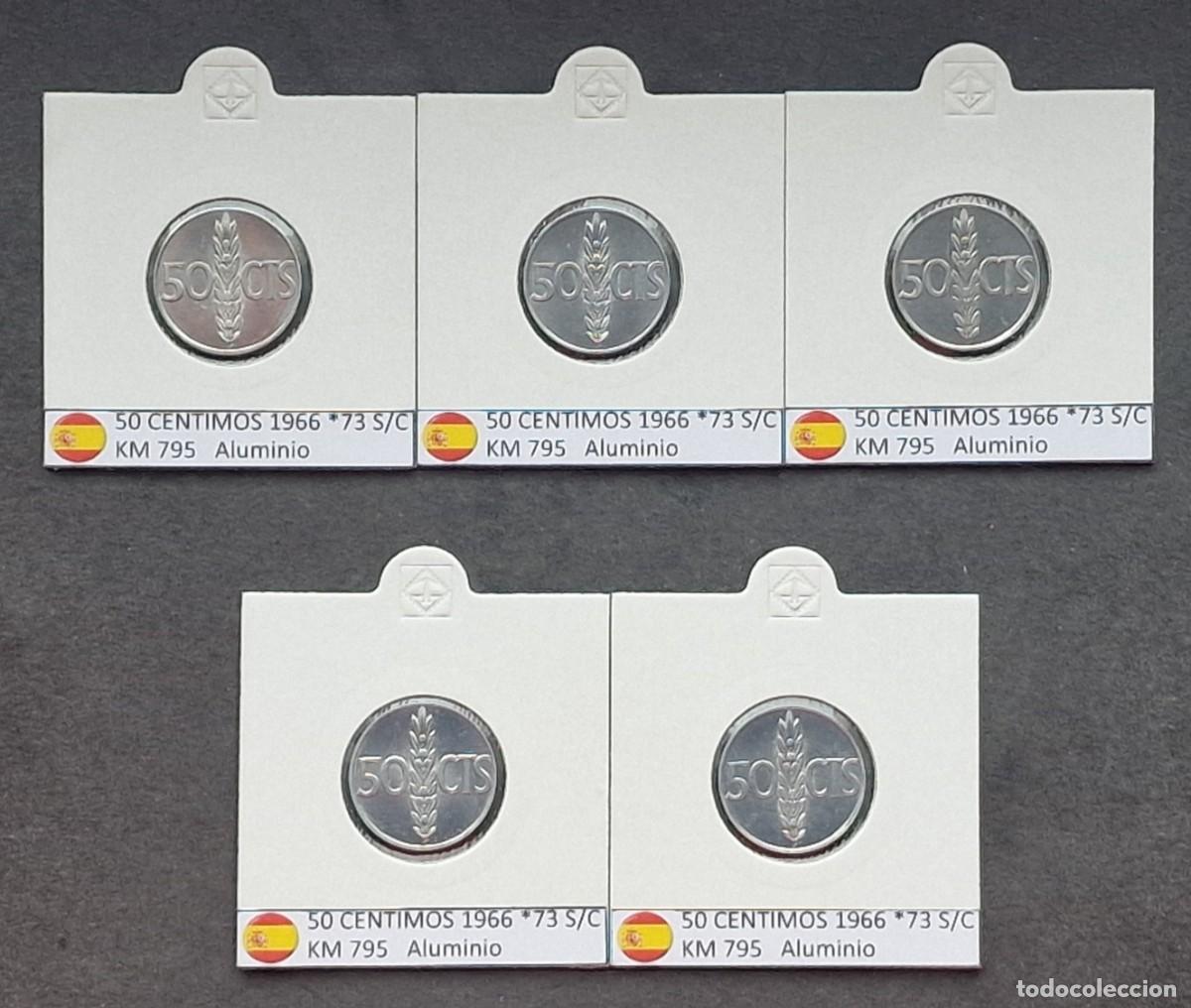 Monedas Franco: 5 MONEDAS DE 50 C&Eacute;NTIMOS 1966 *73 SIN CIRCULAR - Foto 1