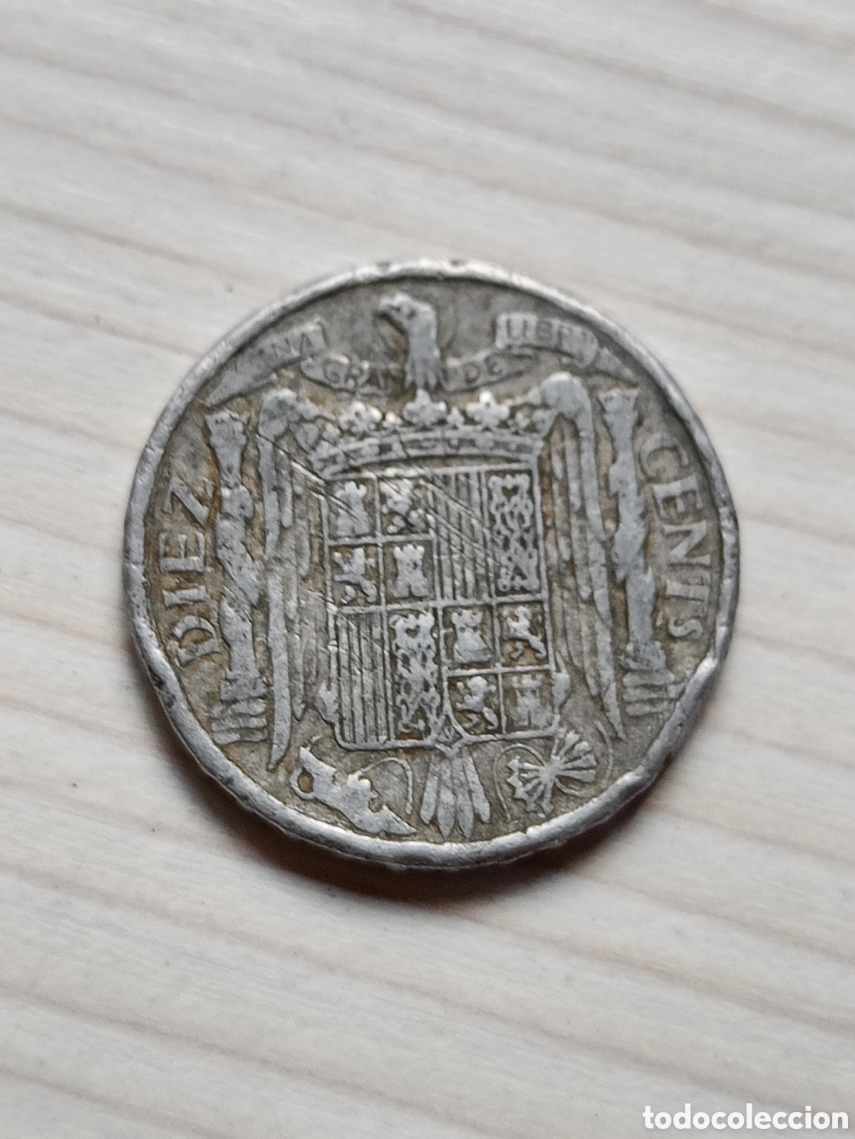 Monedas Franco: Moneda ESTADO ESPA&Ntilde;OL 10 CENTIMOS 1945 - Foto 2