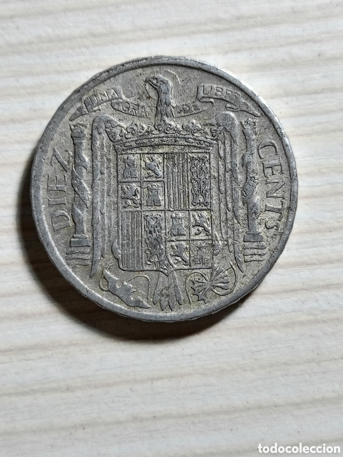 Monedas Franco: Moneda 10 c&eacute;ntimos 1953 aluminio Espa&ntilde;a - Foto 2