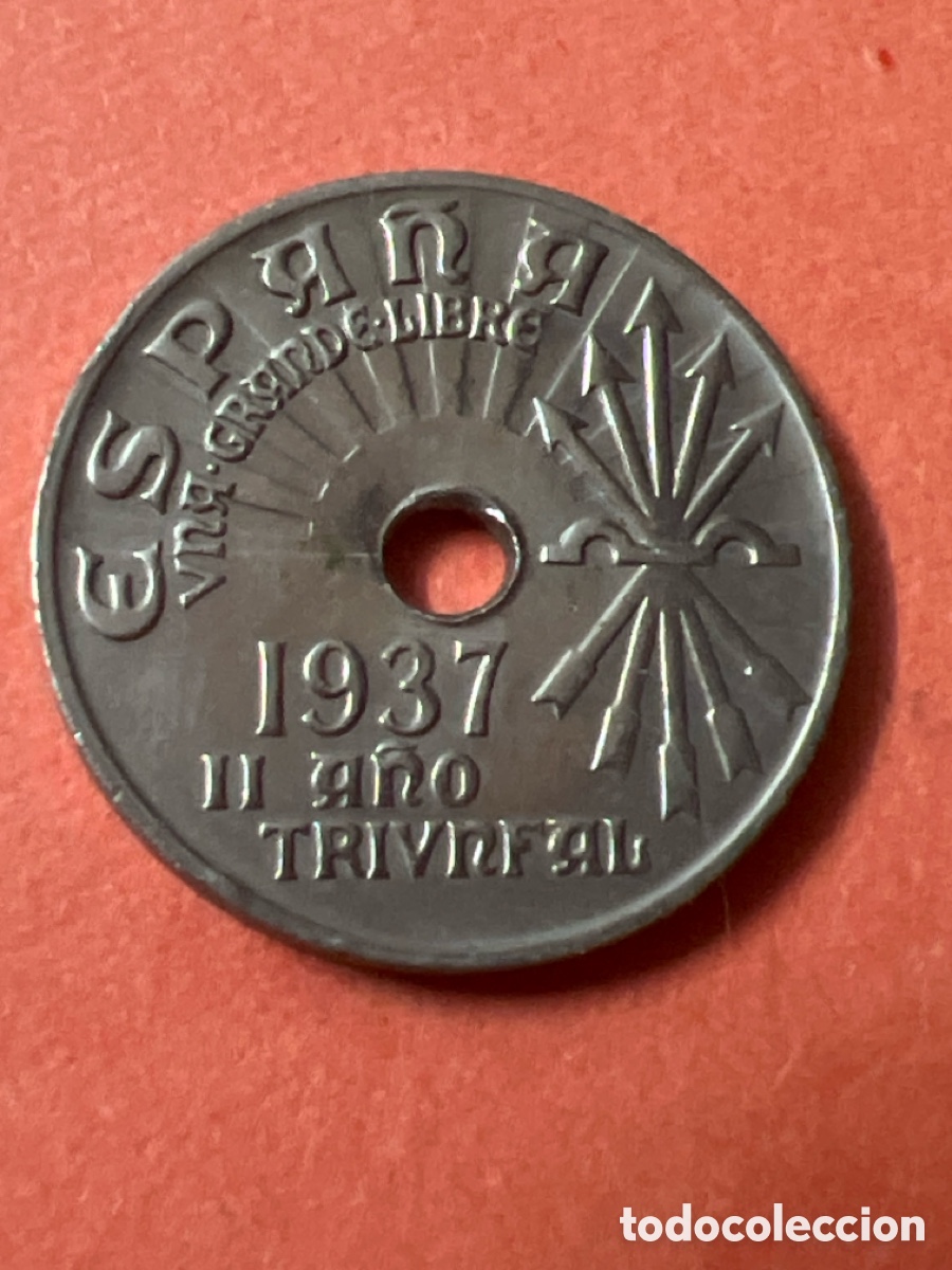 Monedas Franco: C1535. Espa&ntilde;a. Moneda de 25 c&eacute;ntimos de 1937. - Foto 1