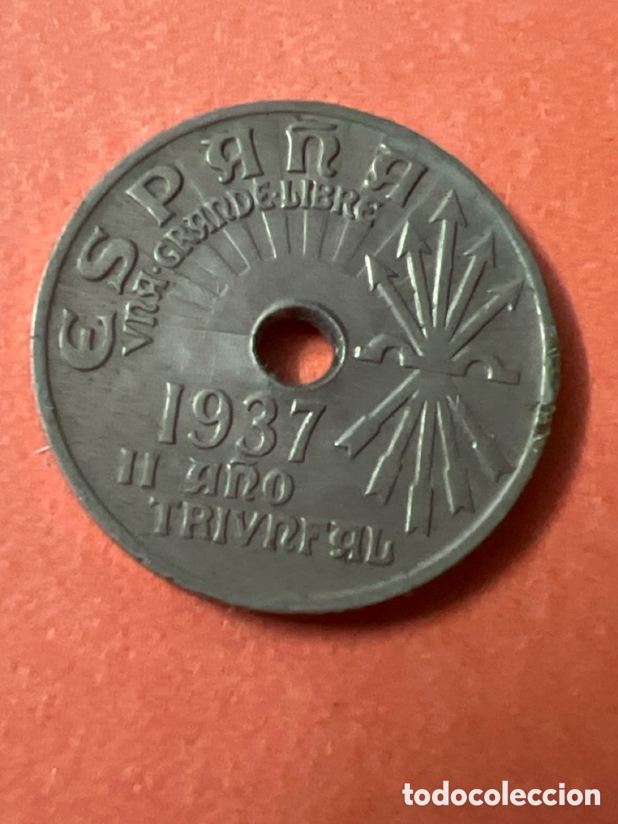Monedas Franco: C1548. Espa&ntilde;a. Moneda de 25 c&eacute;ntimos de 1937. - Foto 1