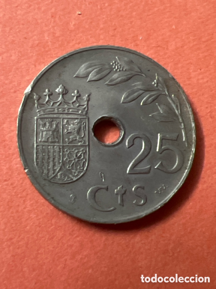 Monedas Franco: C1555. Espa&ntilde;a. Moneda de 25 c&eacute;ntimos de 1937. - Foto 2