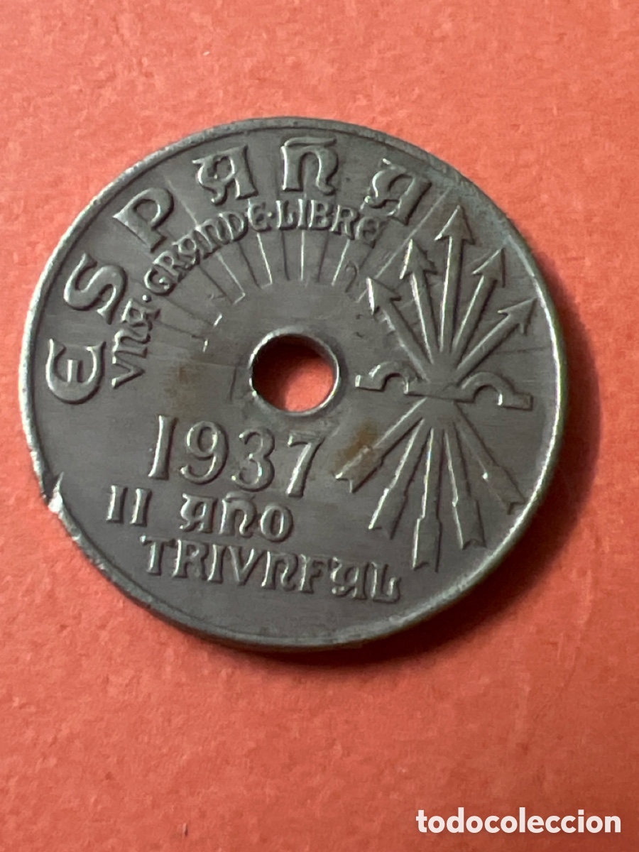 Monedas Franco: C1555. Espa&ntilde;a. Moneda de 25 c&eacute;ntimos de 1937. - Foto 1