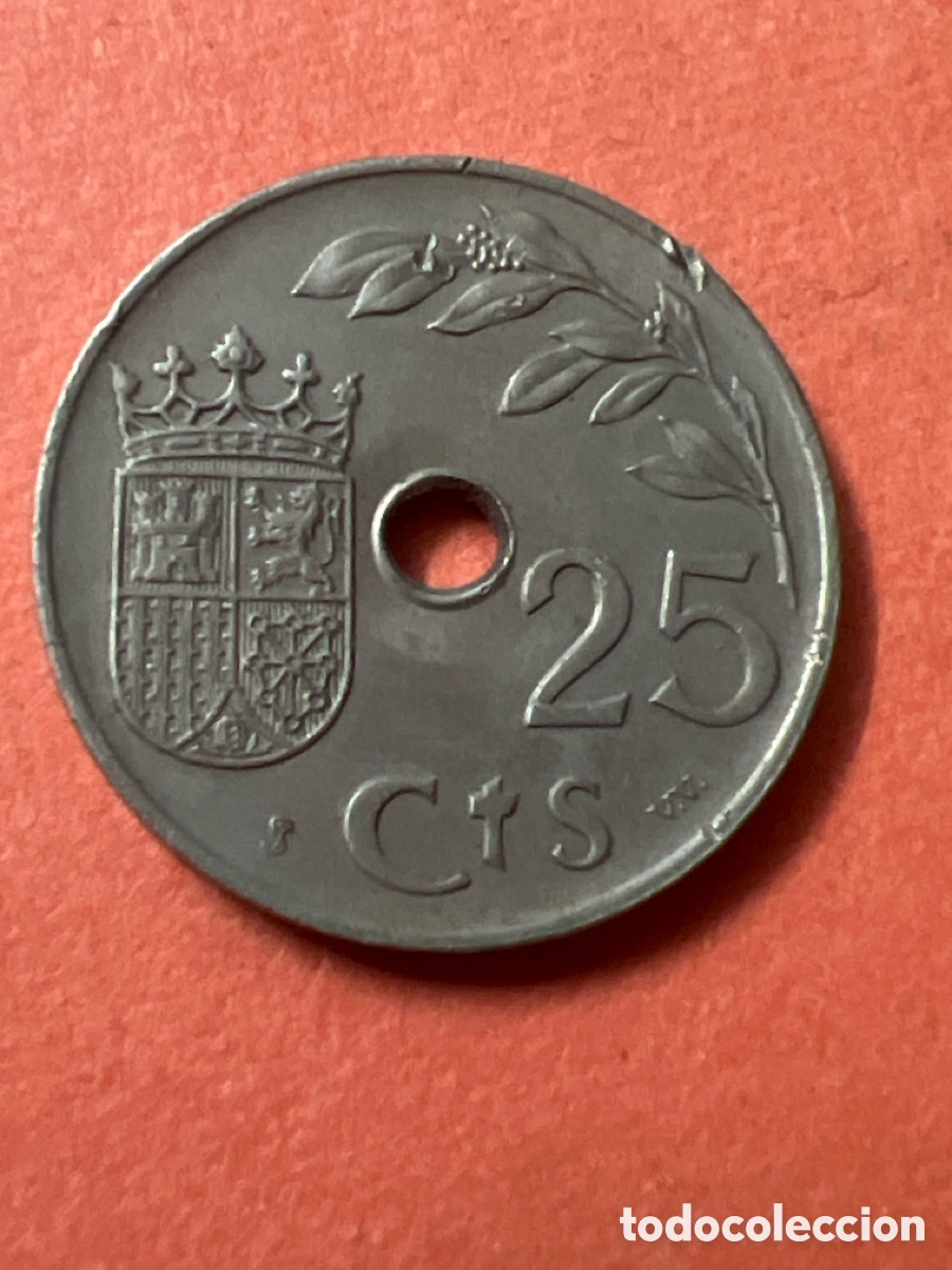 Monedas Franco: C1496. Espa&ntilde;a. Moneda de 25 c&eacute;ntimos de 1937. - Foto 1