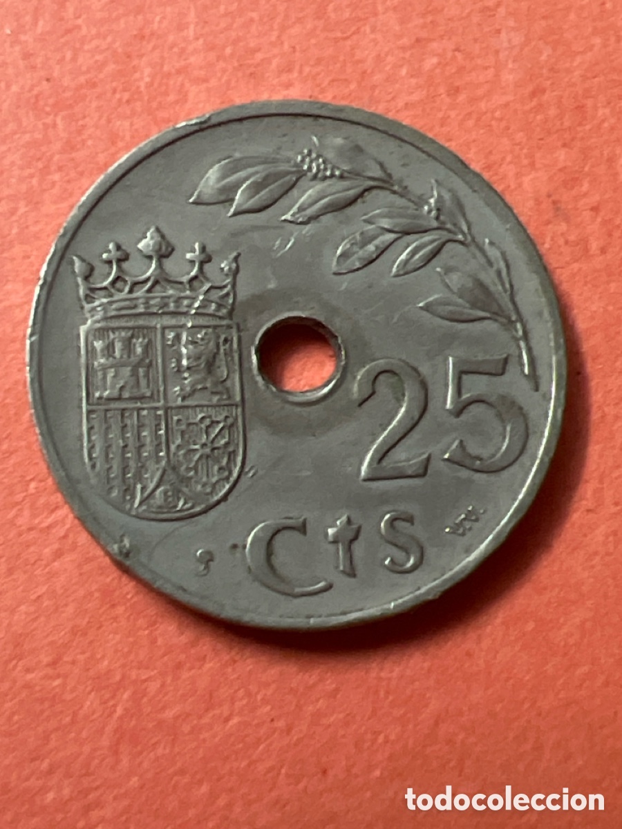 Monedas Franco: C1500. Espa&ntilde;a. Moneda de 25 c&eacute;ntimos de 1937. - Foto 1