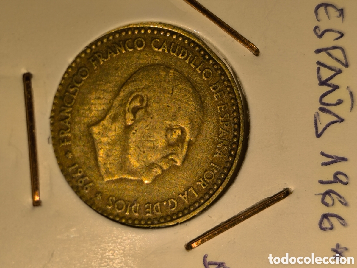 Monedas Franco: Moneda 1 pts Espa&ntilde;a 1966 * 69 - Foto 1