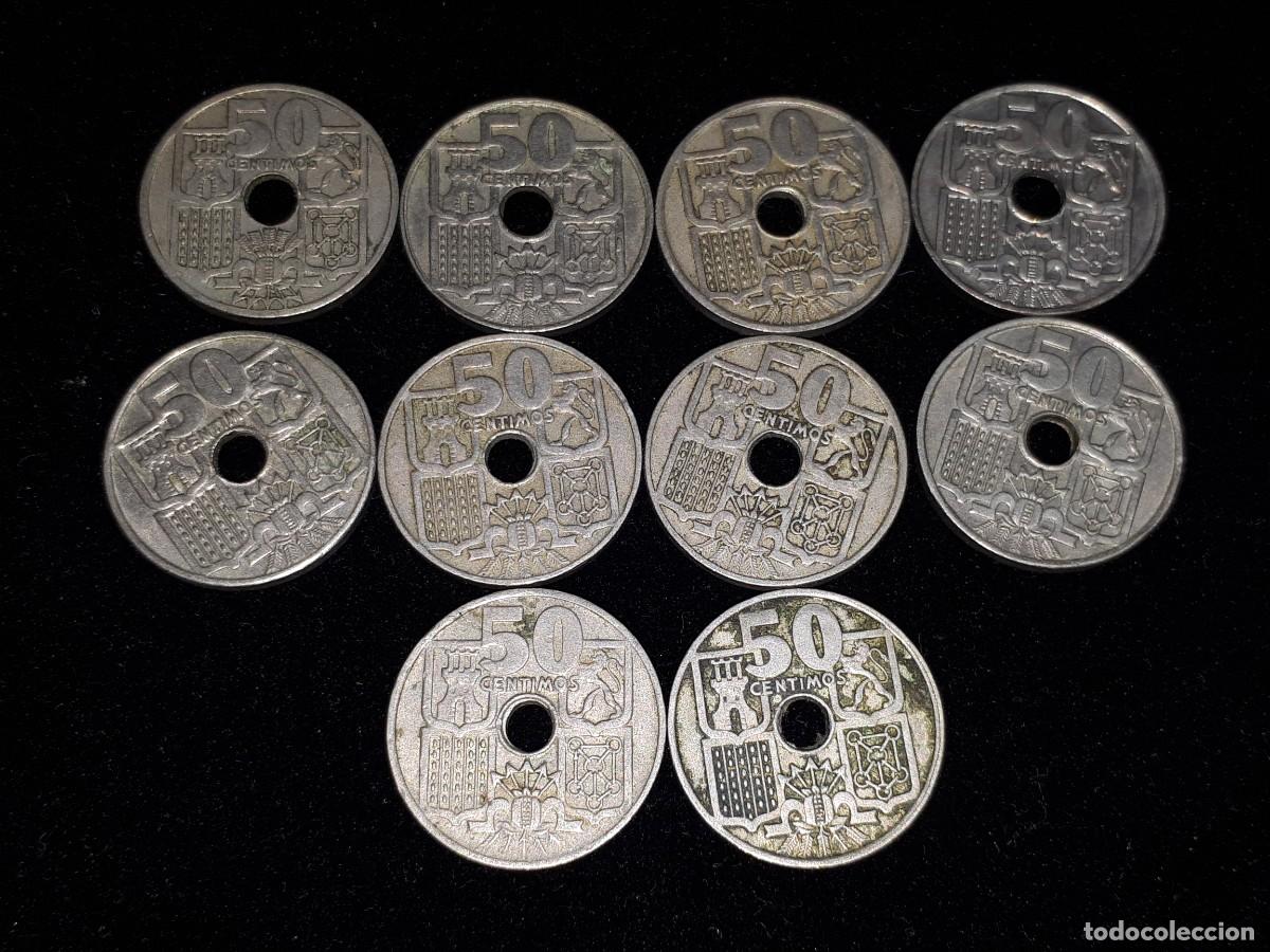 Monedas Franco: Serie completa 50 centimos 1949-1963 incl flechas invertidas