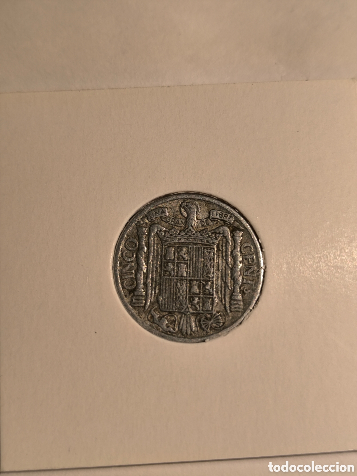 Monedas Franco: 5 cms Espa&ntilde;a 1941, bien conservada. - Foto 2