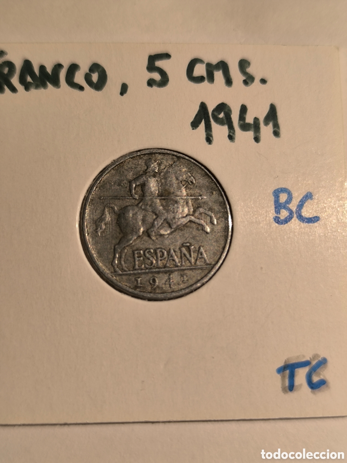 Monedas Franco: 5 cms Espa&ntilde;a 1941, bien conservada. - Foto 1