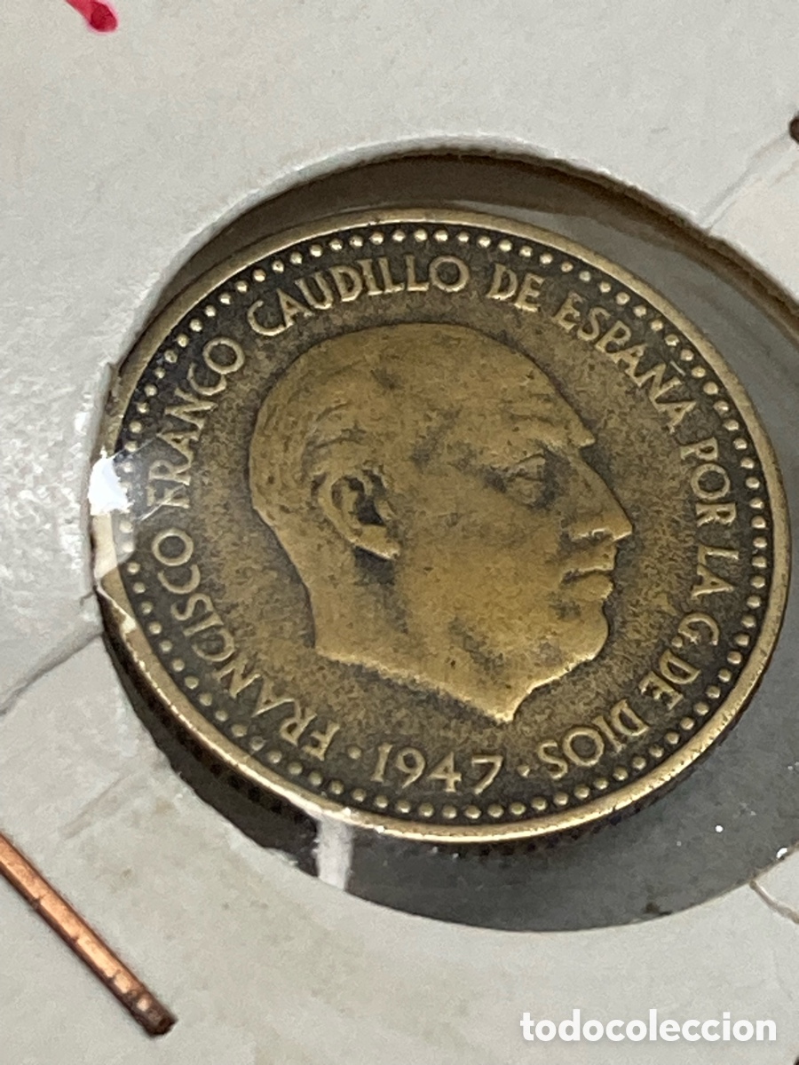 Monedas Franco: Moneda Una peseta 1947 E52 /X30 - Foto 2