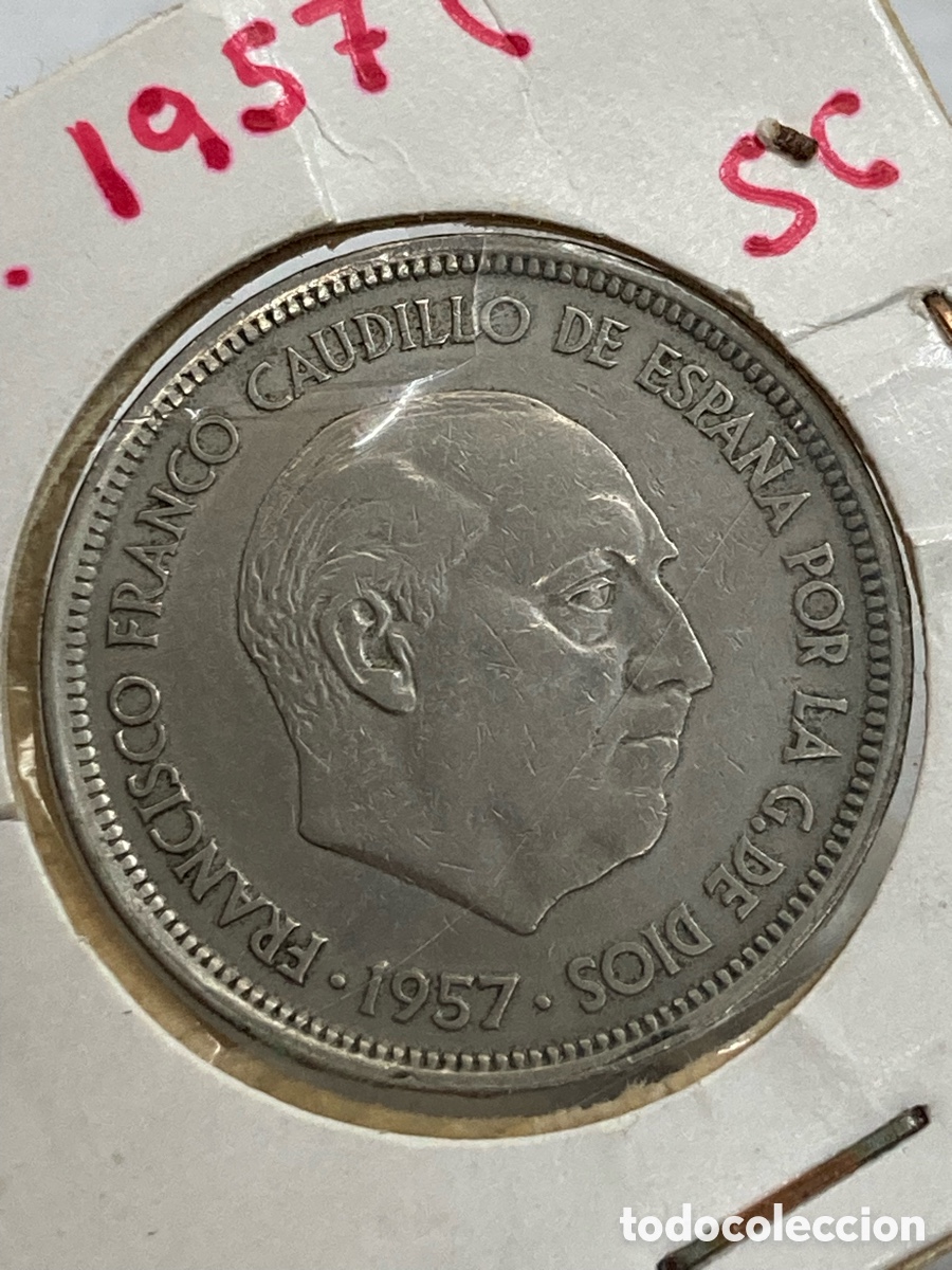 Monedas Franco: Moneda 50 pesetas 1957 E67 /X3 - Foto 2