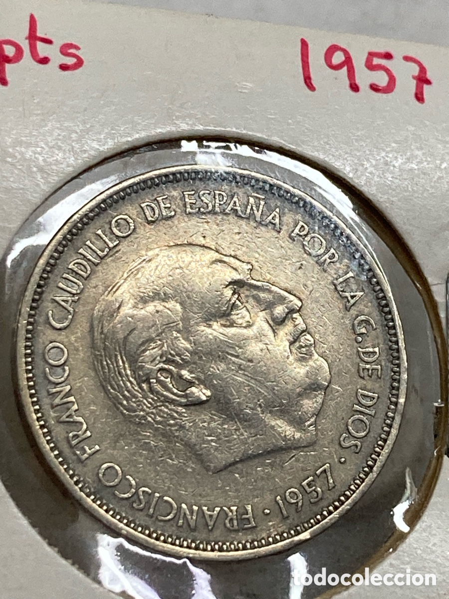 Monedas Franco: Moneda de 25 pesetas 1957 E59 /X1 - Foto 2