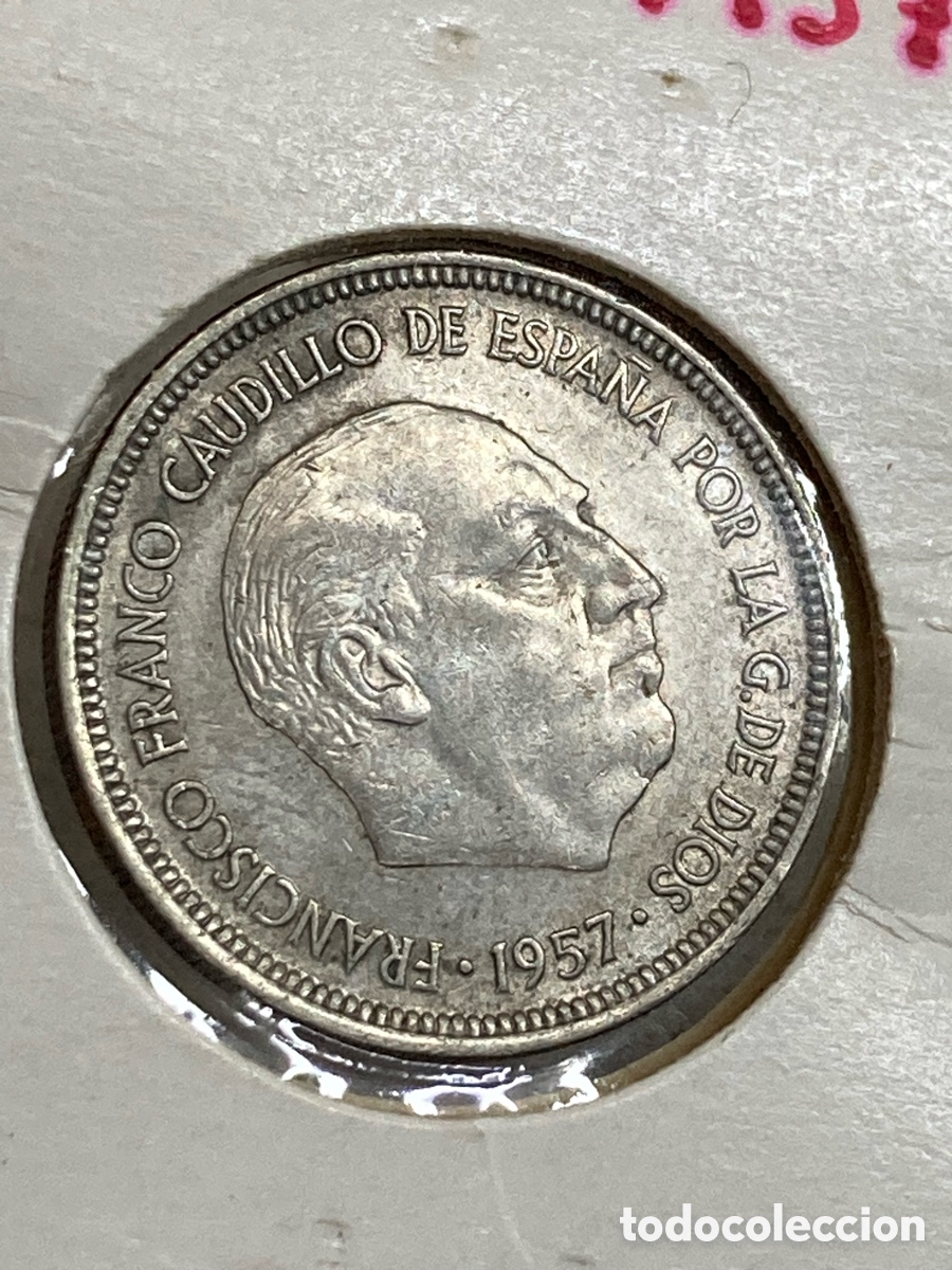 Monedas Franco: Moneda 5 pesetas 1957 E68 /M4 - Foto 2