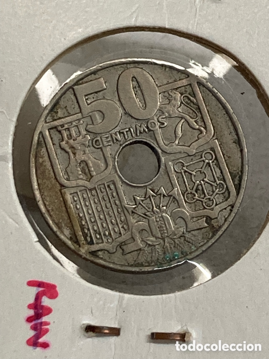 Monedas Franco: Moneda de 50 c&eacute;ntimos 1949 E52 /M55 - Foto 2