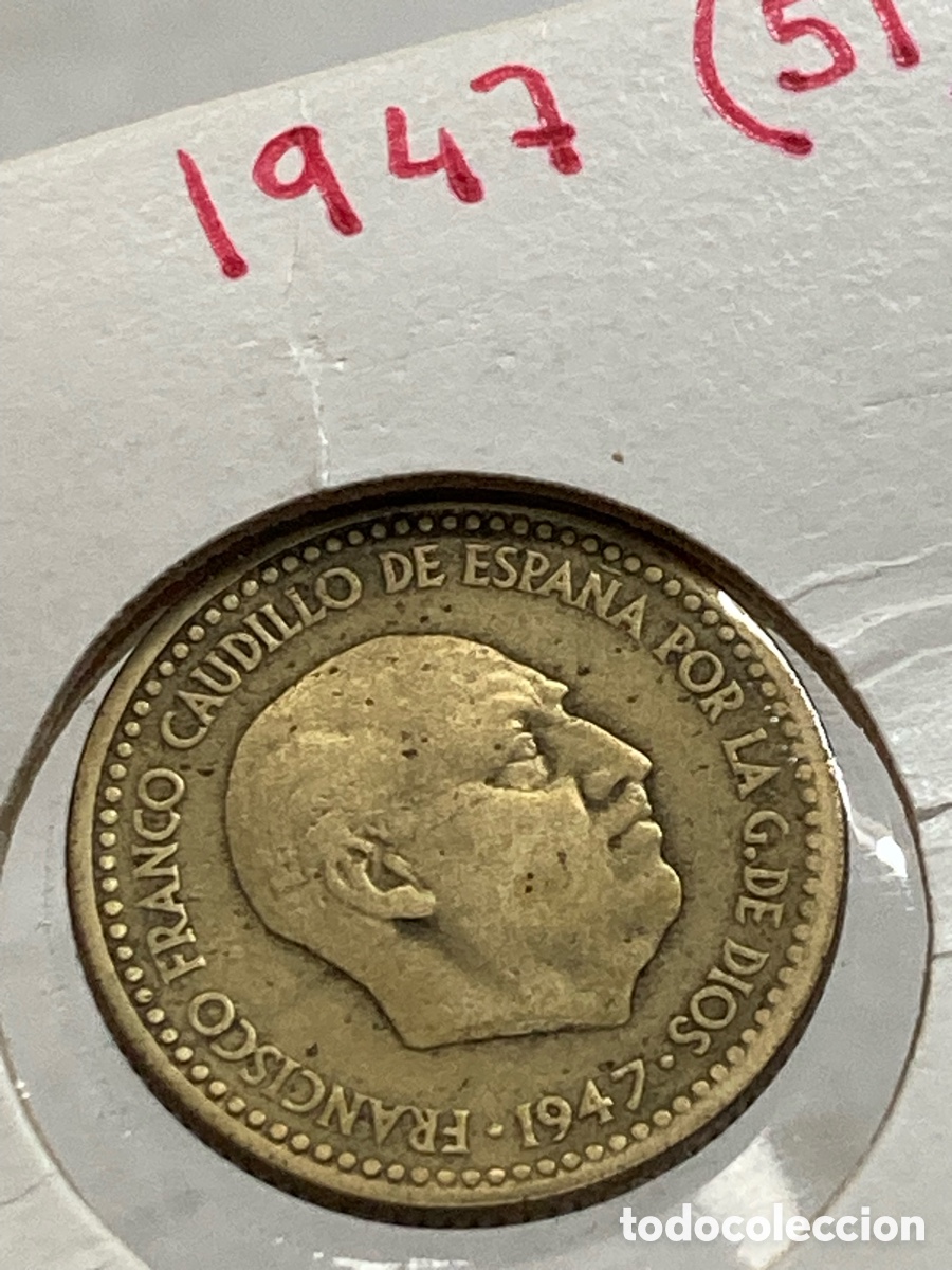 Monedas Franco: Moneda 1 pesetas 1947 E51 /M54 - Foto 1