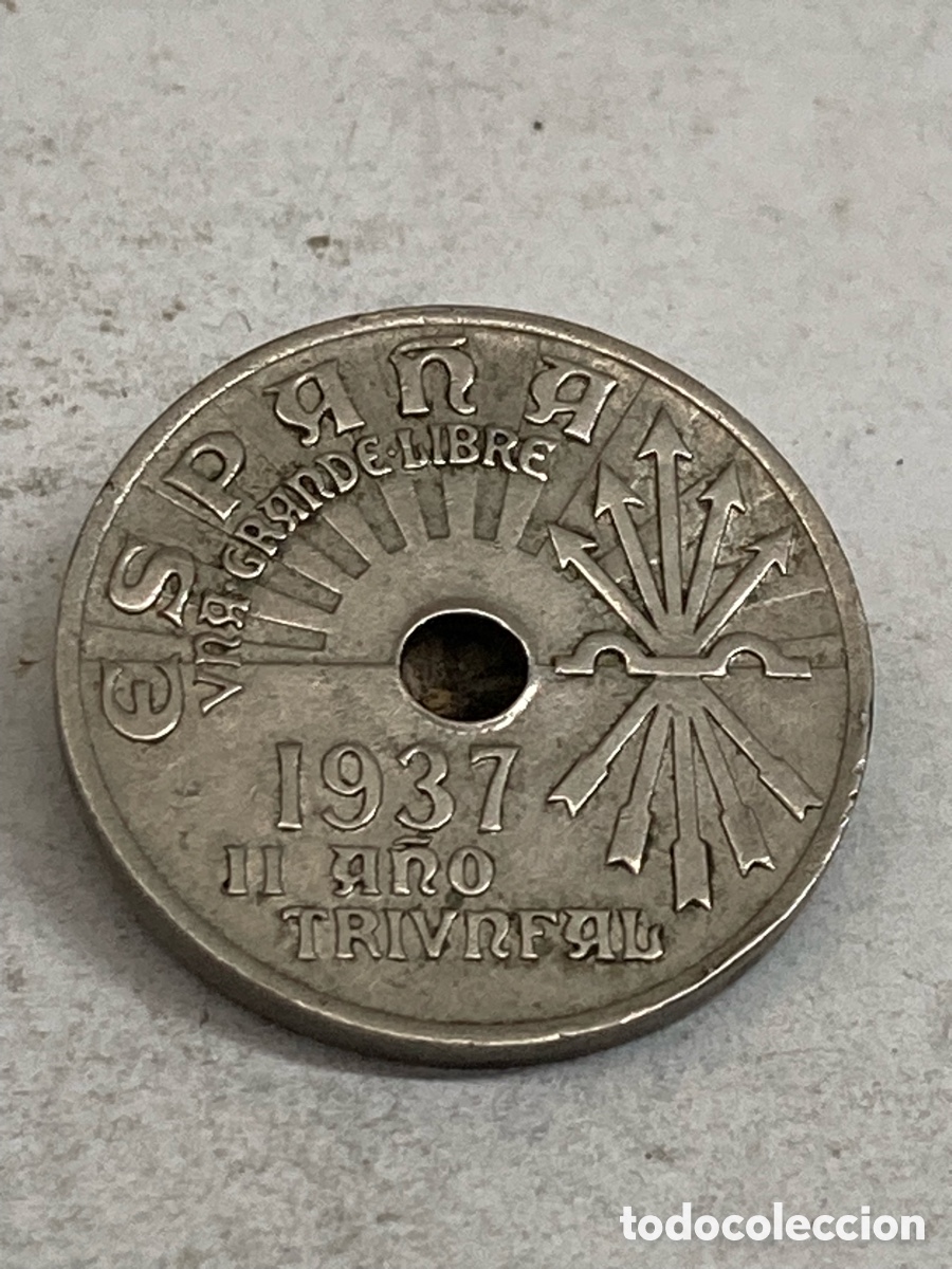 Monedas Franco: Moneda 25cts 1937 L59 - Foto 2