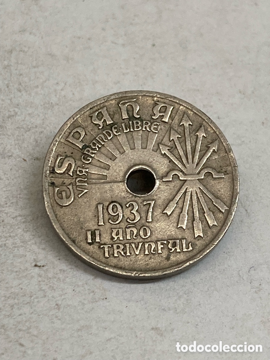 Monedas Franco: Moneda 25 Cts 1937 L59 - Foto 2