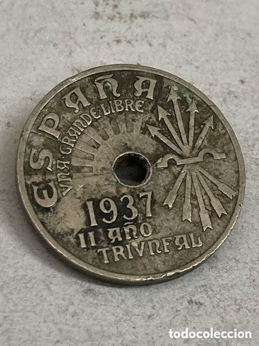 Monedas Franco: Moneda 25cts 1937 L59 - Foto 2