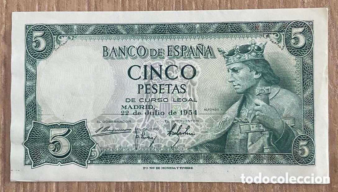 Monedas Franco: Billete 5 pesetas 1954 - Foto 1