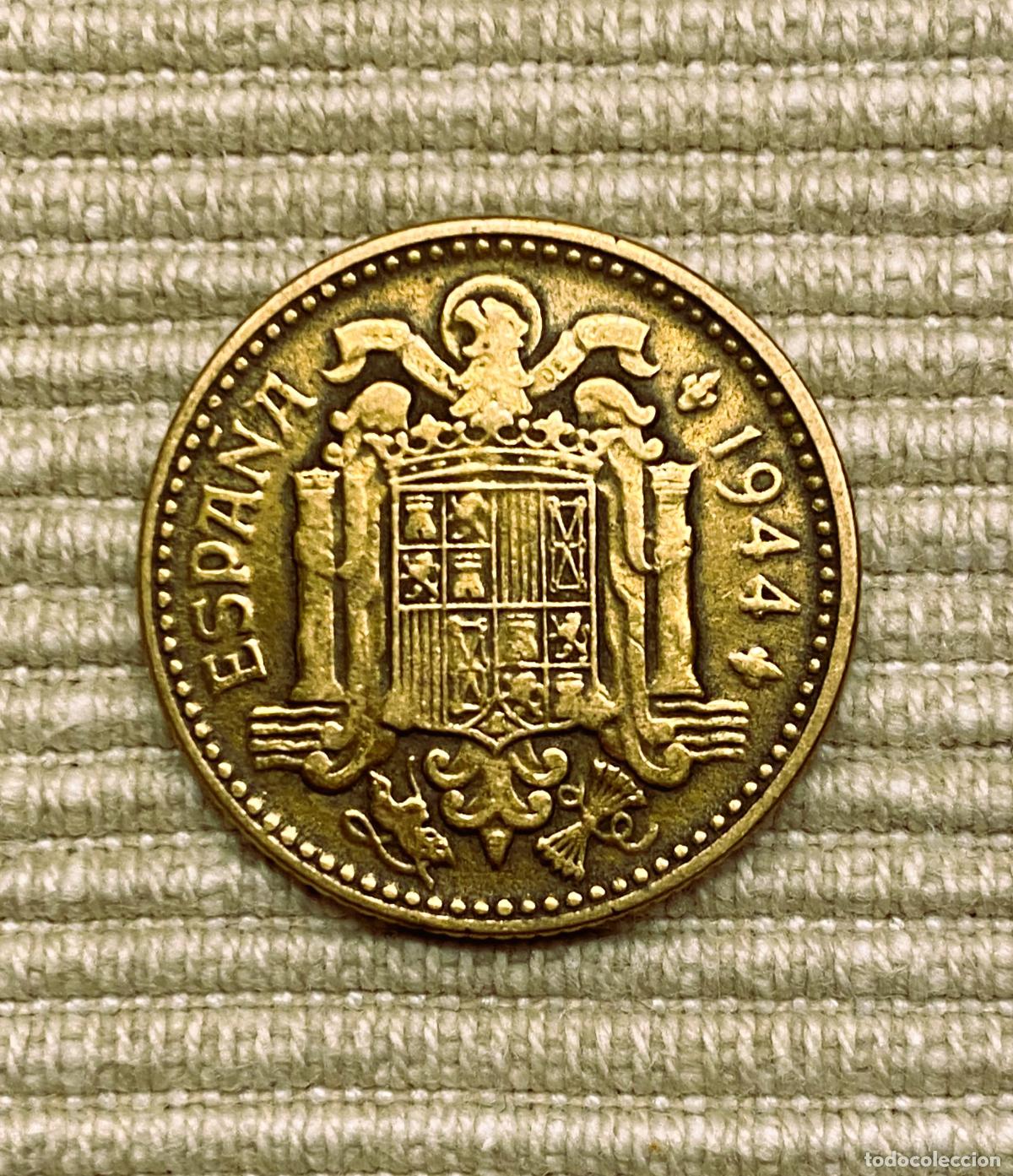 Monedas Franco: MONEDA DE 1 PESETA DE 1944 - Foto 2